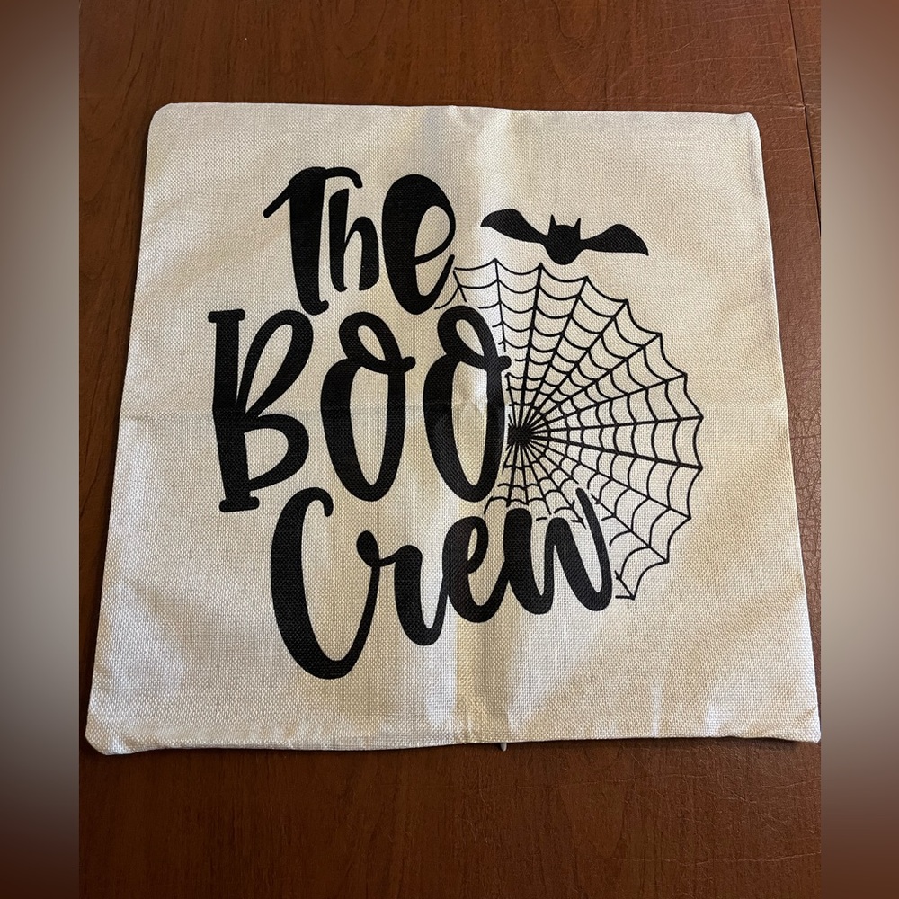 NWOT The Boo Crew Throw Pillow Cover 18x18, Polyester Linen